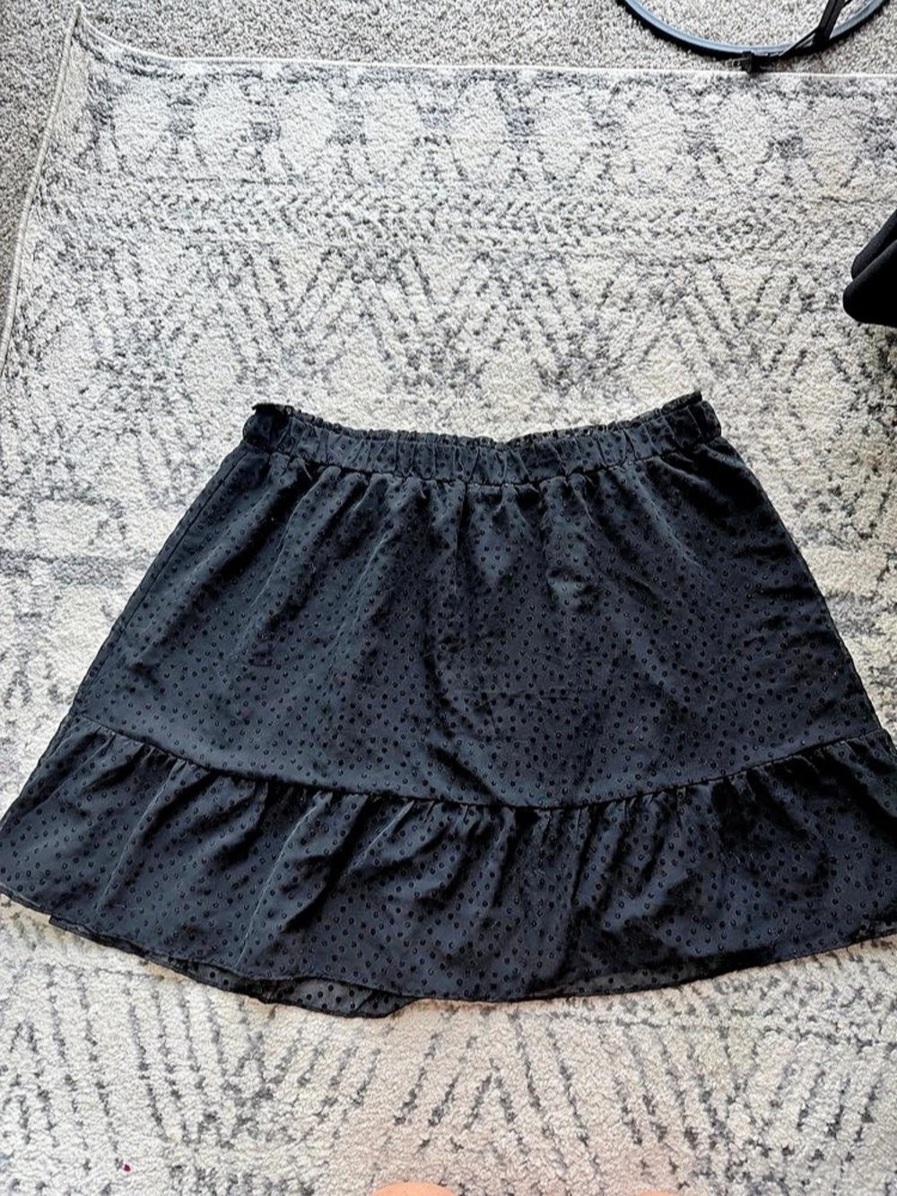 LOFT Polka Dot Mini Skirt in Black Size XL Like New